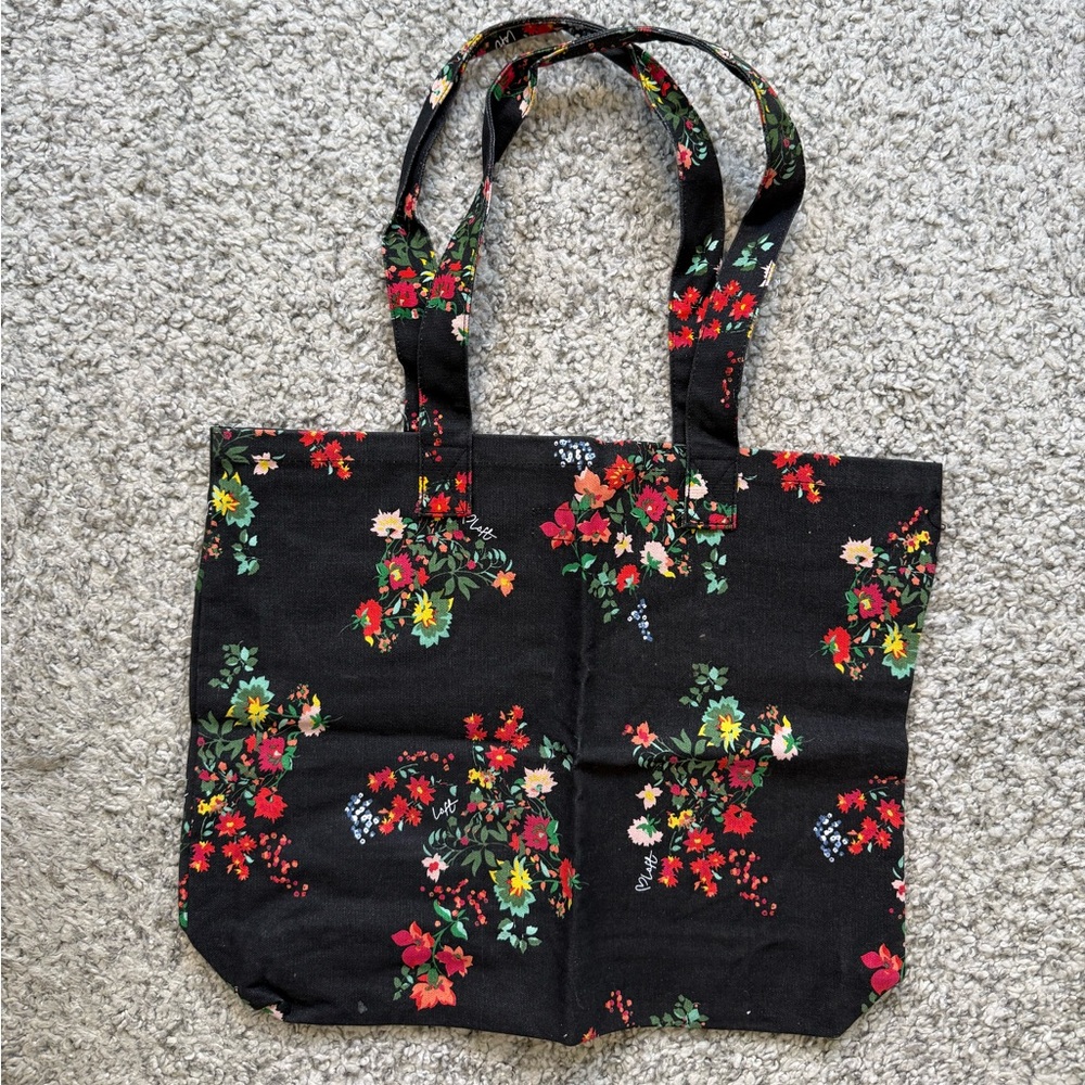 Loft Floral Black Tote Bag - NWOT